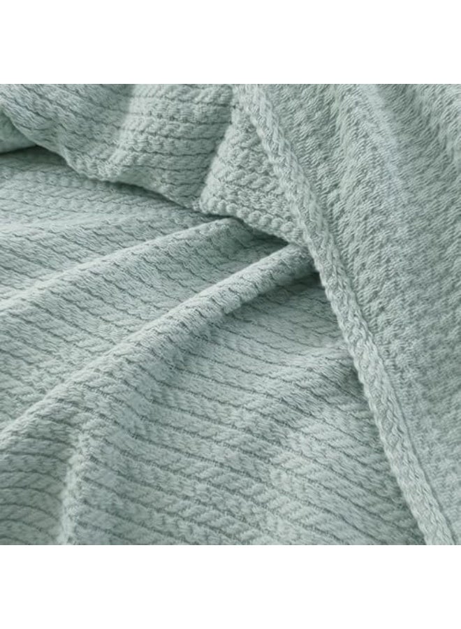 Relax Premium Egyptian Cotton Orchid Throw Blanket Ultra Soft And Lightweight With Elegant Woven Design King Size 255 × 225 cm Perfect For Bed Sofa And Couch Mint Green Color - Image 2